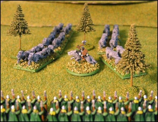 Les wargs se ruent contre la ligne de bataille elfique (F. Bruntz)